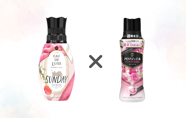 レノア EAU DE LUXE SUNDAY Lazy Morning × レノア アロマジュエル アンティークローズ 正面1