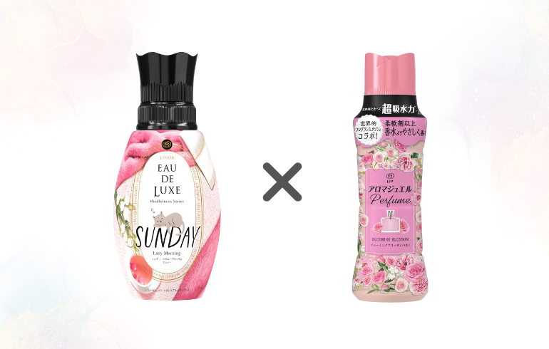 レノア EAU DE LUXE SUNDAY Lazy Morning × レノア アロマジュエル ブルーミングブロッサム 正面1